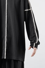 Load image into Gallery viewer, OBLADI DROP SHOULDER LONG SLEEVE T-SHIRT WITH BEIGE OVERLOCK STITCHING (BLACK)