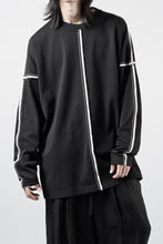 Load image into Gallery viewer, OBLADI DROP SHOULDER LONG SLEEVE T-SHIRT WITH BEIGE OVERLOCK STITCHING (BLACK)