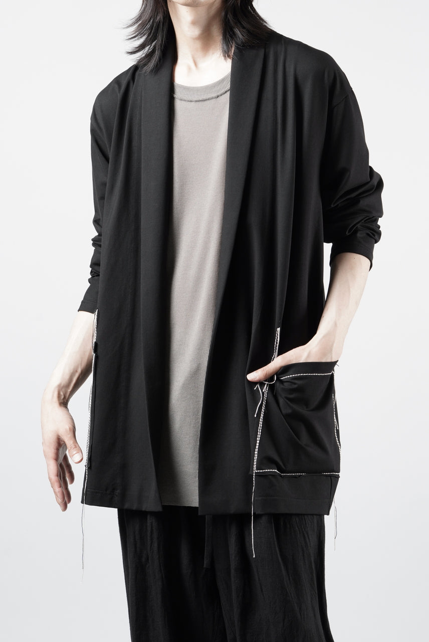 Load image into Gallery viewer, OBLADI CARDIGAN WITH BEIGE STITCHED POCKET (BLACK)
