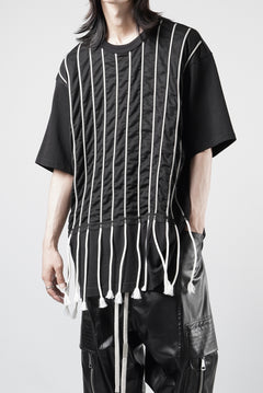 画像をギャラリービューアに読み込む, OBLADI LACE STRIPE UNDER BLACK MESH T-SHIRT (BLACK)
