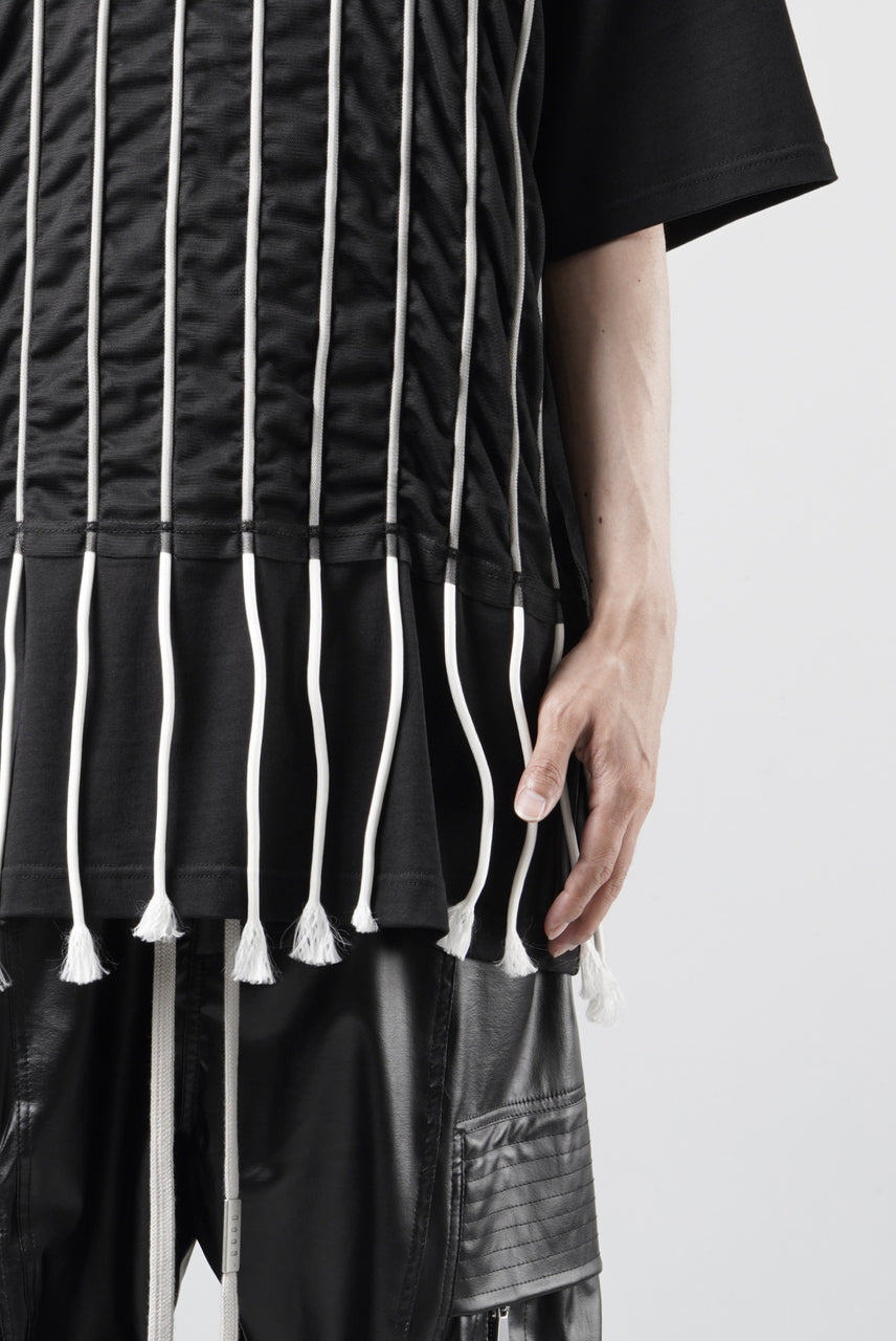 画像をギャラリービューアに読み込む, OBLADI LACE STRIPE UNDER BLACK MESH T-SHIRT (BLACK)