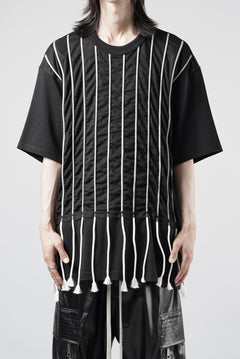 画像をギャラリービューアに読み込む, OBLADI LACE STRIPE UNDER BLACK MESH T-SHIRT (BLACK)