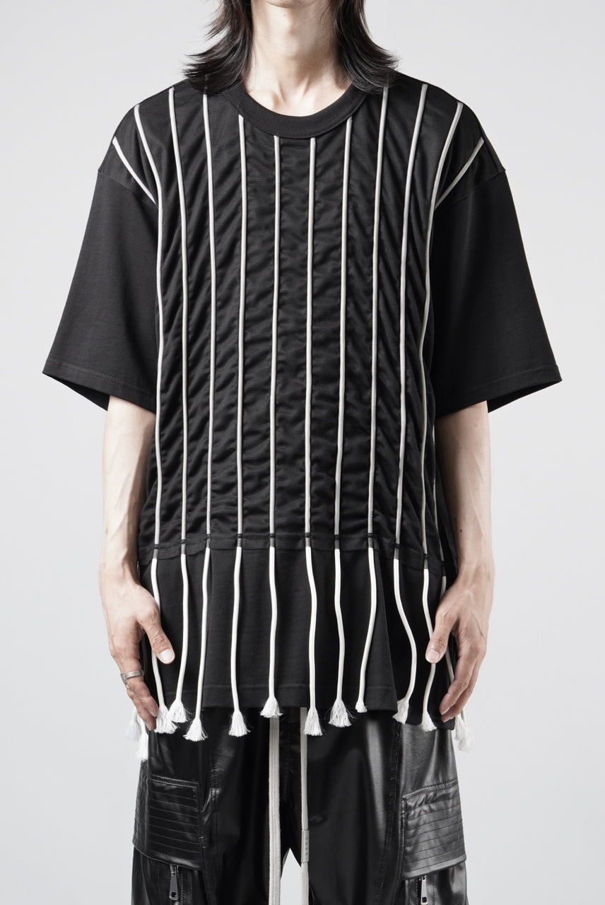 画像をギャラリービューアに読み込む, OBLADI LACE STRIPE UNDER BLACK MESH T-SHIRT (BLACK)