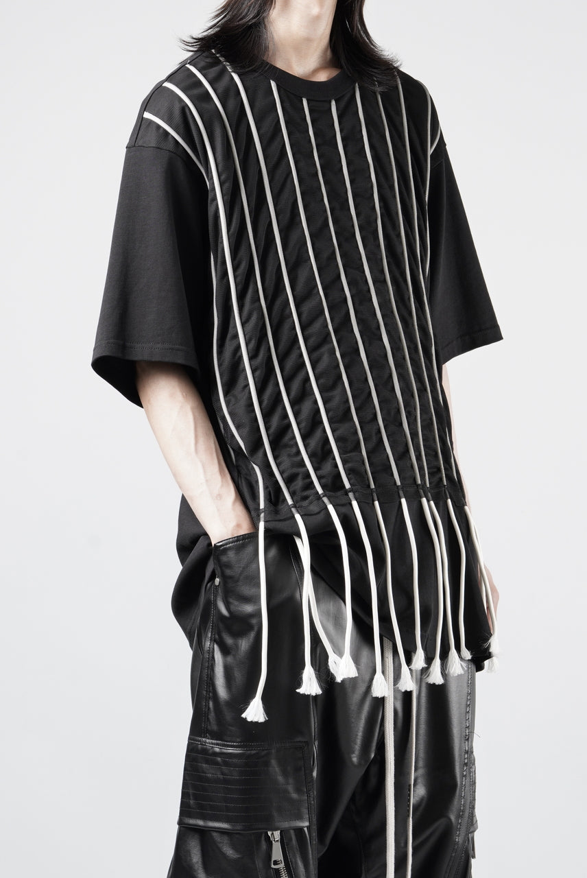 画像をギャラリービューアに読み込む, OBLADI LACE STRIPE UNDER BLACK MESH T-SHIRT (BLACK)