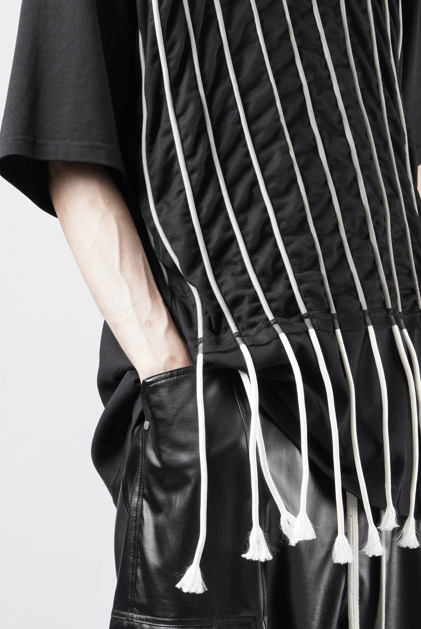 画像をギャラリービューアに読み込む, OBLADI LACE STRIPE UNDER BLACK MESH T-SHIRT (BLACK)