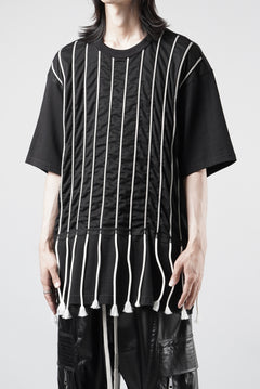 画像をギャラリービューアに読み込む, OBLADI LACE STRIPE UNDER BLACK MESH T-SHIRT (BLACK)