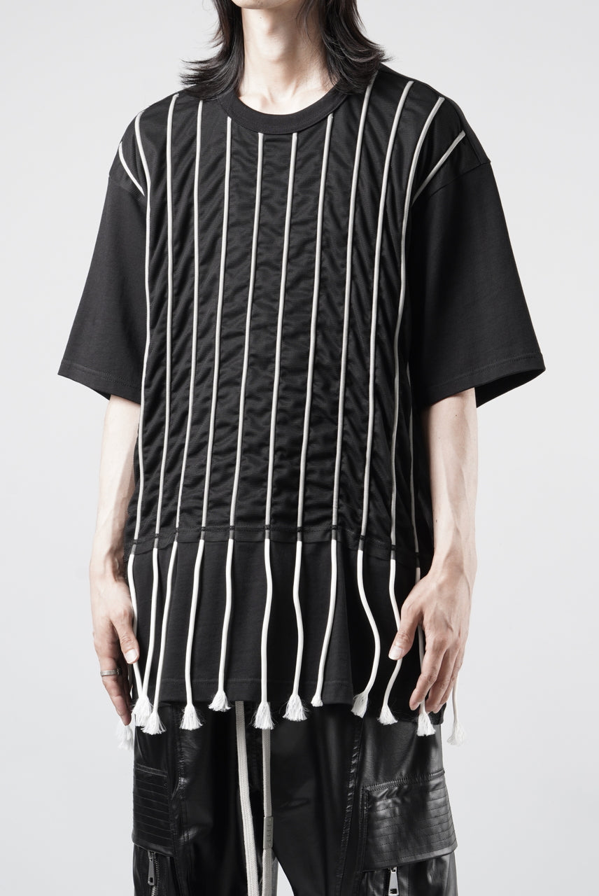 画像をギャラリービューアに読み込む, OBLADI LACE STRIPE UNDER BLACK MESH T-SHIRT (BLACK)