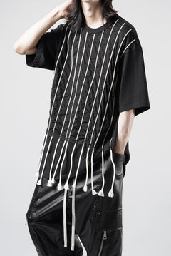 画像をギャラリービューアに読み込む, OBLADI LACE STRIPE UNDER BLACK MESH T-SHIRT (BLACK)