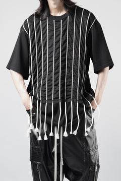 画像をギャラリービューアに読み込む, OBLADI LACE STRIPE UNDER BLACK MESH T-SHIRT (BLACK)