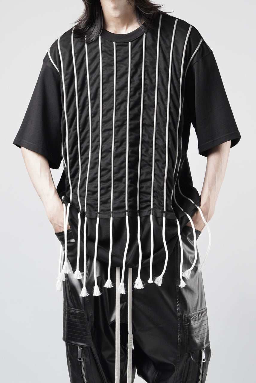 画像をギャラリービューアに読み込む, OBLADI LACE STRIPE UNDER BLACK MESH T-SHIRT (BLACK)