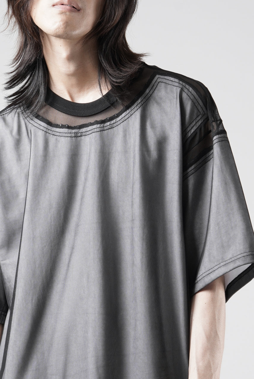 画像をギャラリービューアに読み込む, OBLADI MESH WITH PATCHWORK T-SHIRT (WHITE x BLACK)