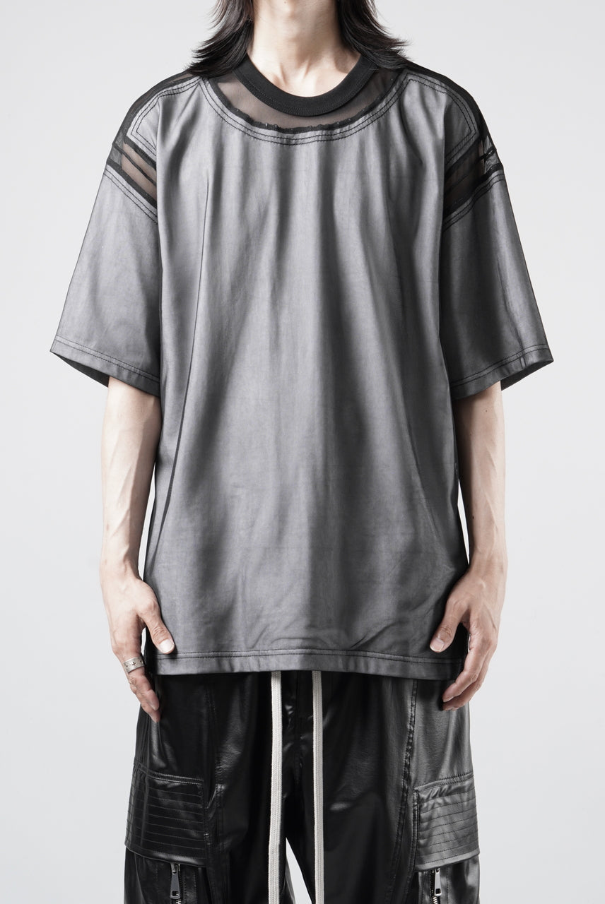 画像をギャラリービューアに読み込む, OBLADI MESH WITH PATCHWORK T-SHIRT (WHITE x BLACK)