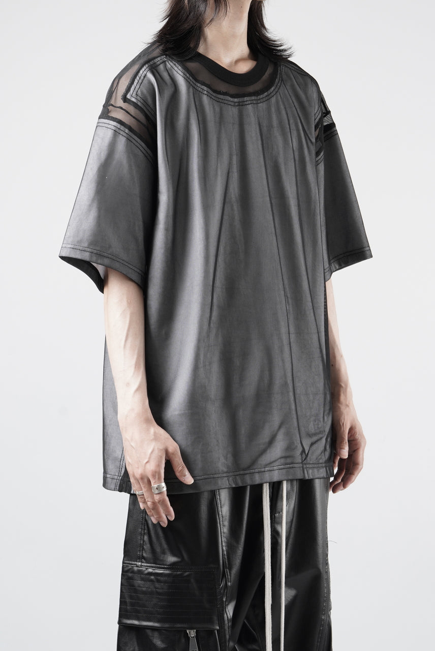 画像をギャラリービューアに読み込む, OBLADI MESH WITH PATCHWORK T-SHIRT (WHITE x BLACK)