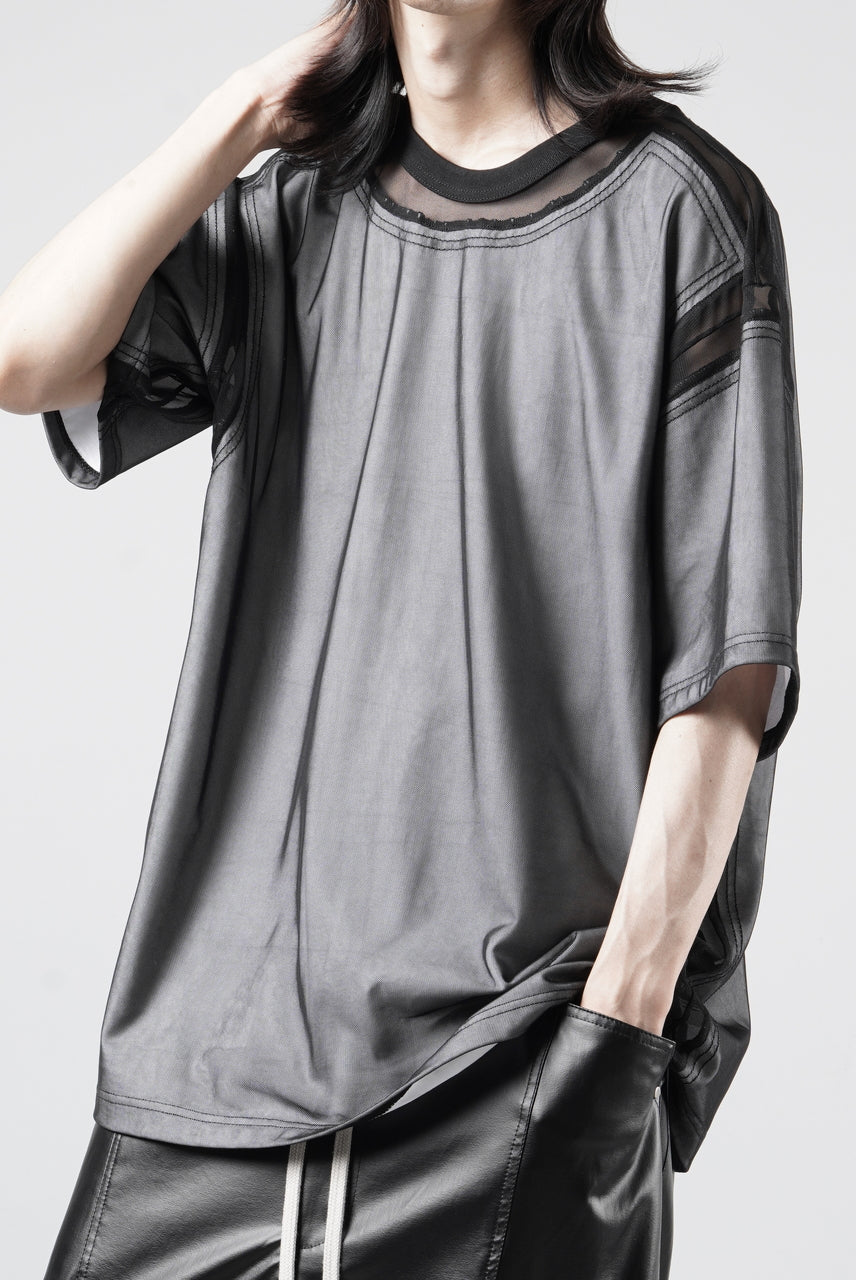 画像をギャラリービューアに読み込む, OBLADI MESH WITH PATCHWORK T-SHIRT (WHITE x BLACK)