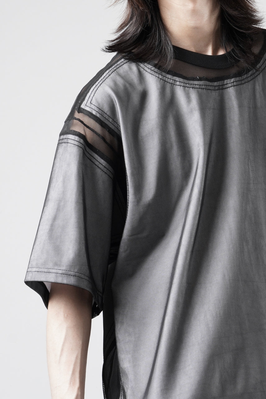 画像をギャラリービューアに読み込む, OBLADI MESH WITH PATCHWORK T-SHIRT (WHITE x BLACK)