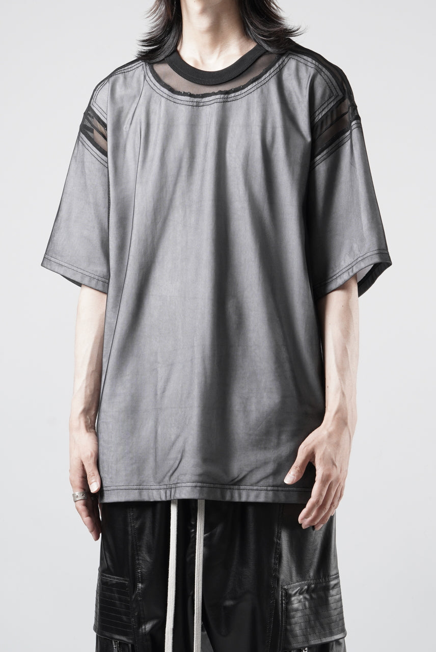 画像をギャラリービューアに読み込む, OBLADI MESH WITH PATCHWORK T-SHIRT (WHITE x BLACK)