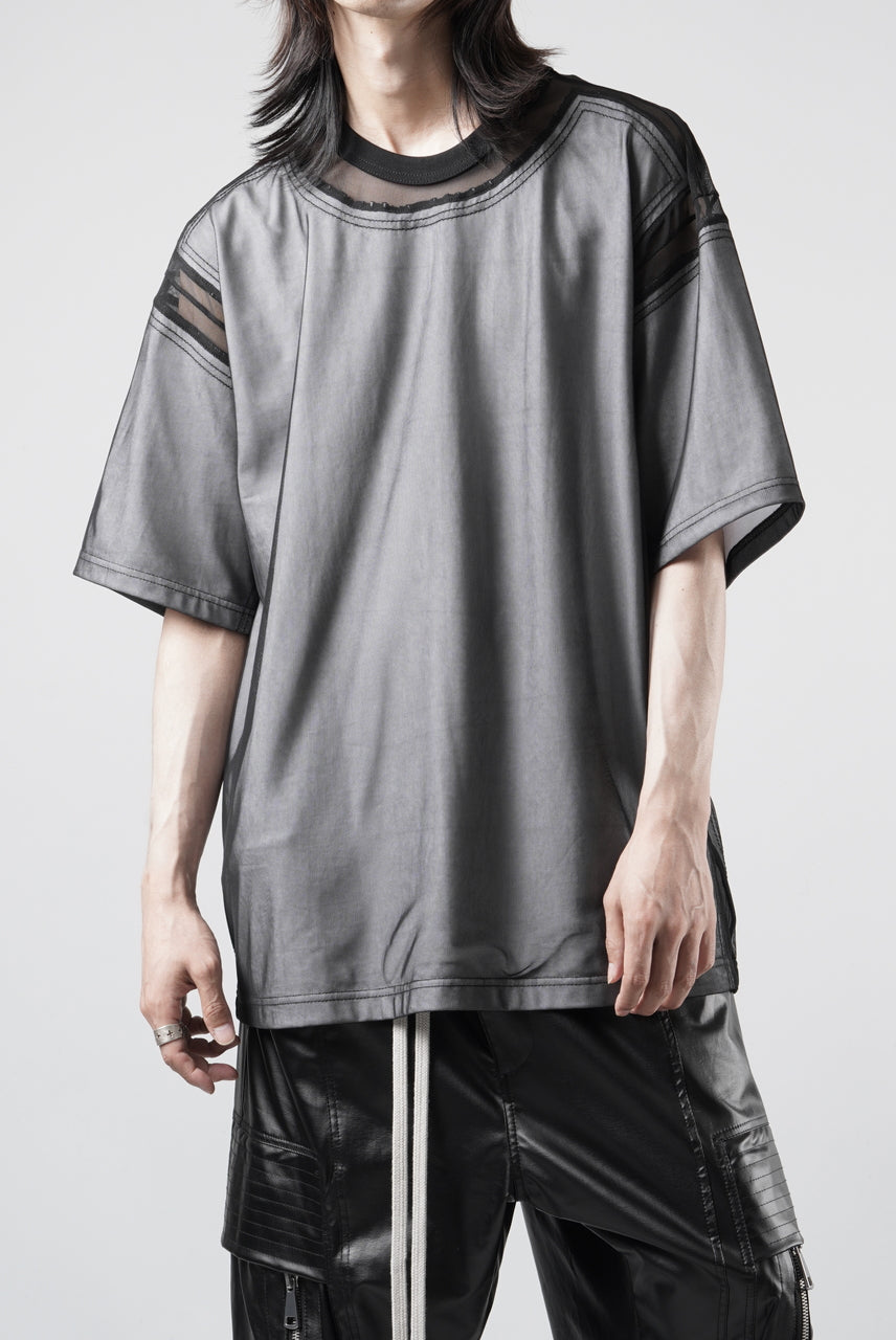 画像をギャラリービューアに読み込む, OBLADI MESH WITH PATCHWORK T-SHIRT (WHITE x BLACK)