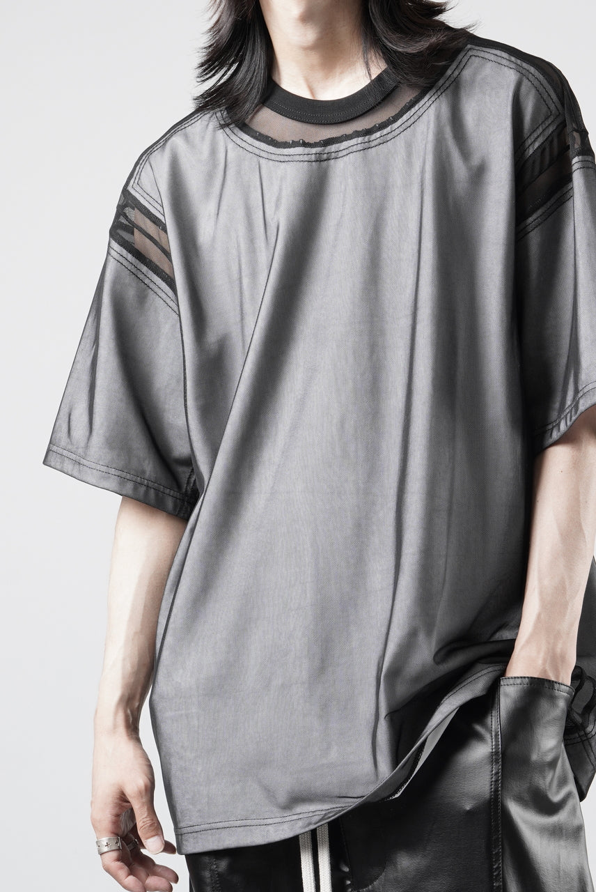 画像をギャラリービューアに読み込む, OBLADI MESH WITH PATCHWORK T-SHIRT (WHITE x BLACK)