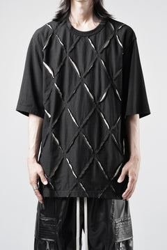 画像をギャラリービューアに読み込む, OBLADI ARGYLE JERSEY PATCHWORK T-SHIRT (BLACK x WHITE)
