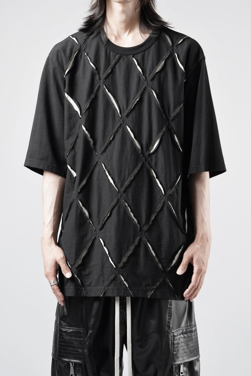 画像をギャラリービューアに読み込む, OBLADI ARGYLE JERSEY PATCHWORK T-SHIRT (BLACK x WHITE)