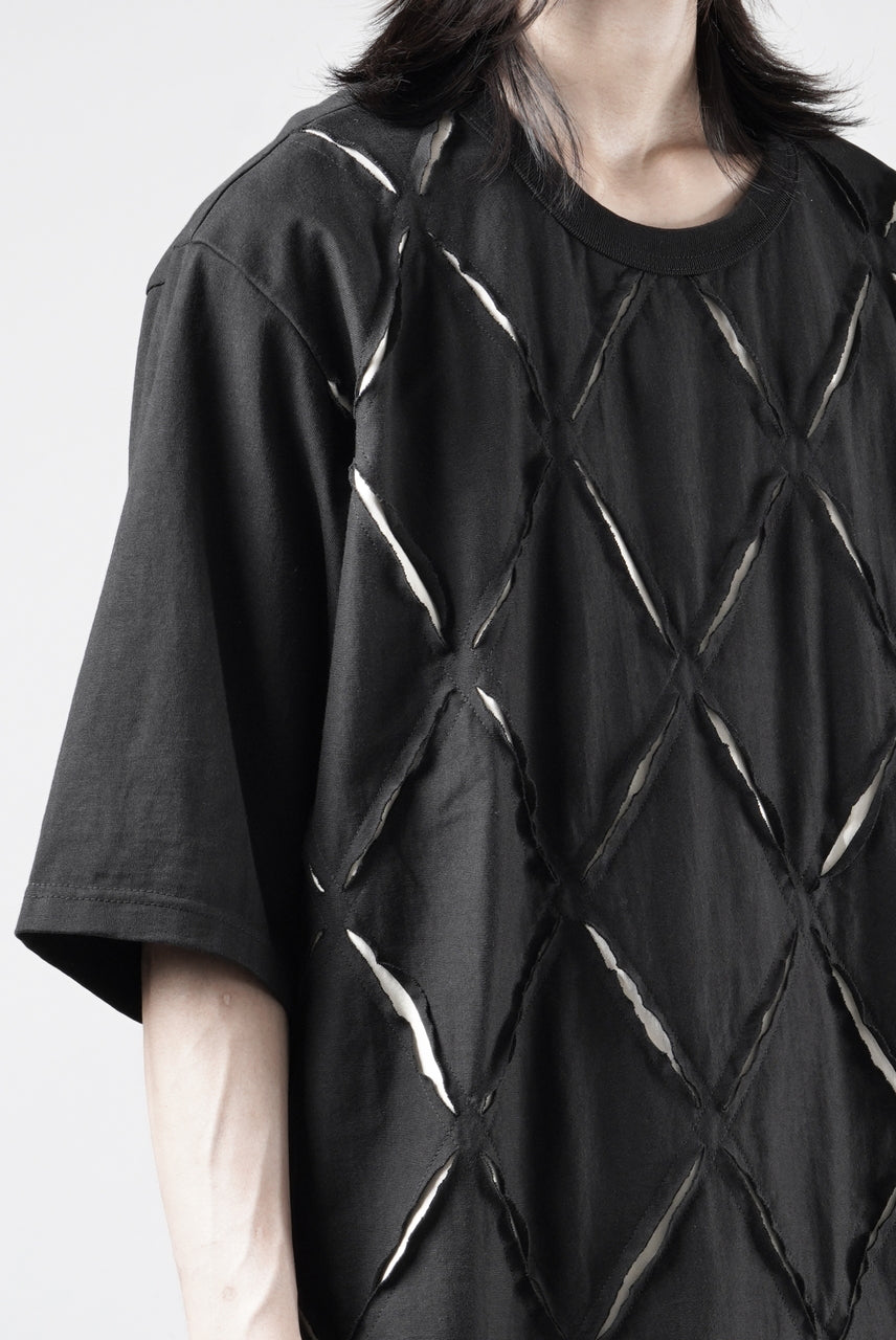 画像をギャラリービューアに読み込む, OBLADI ARGYLE JERSEY PATCHWORK T-SHIRT (BLACK x WHITE)