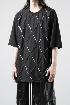 画像をギャラリービューアに読み込む, OBLADI ARGYLE JERSEY PATCHWORK T-SHIRT (BLACK x WHITE)