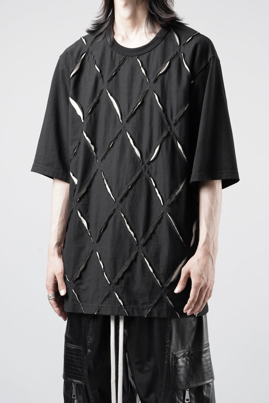 画像をギャラリービューアに読み込む, OBLADI ARGYLE JERSEY PATCHWORK T-SHIRT (BLACK x WHITE)