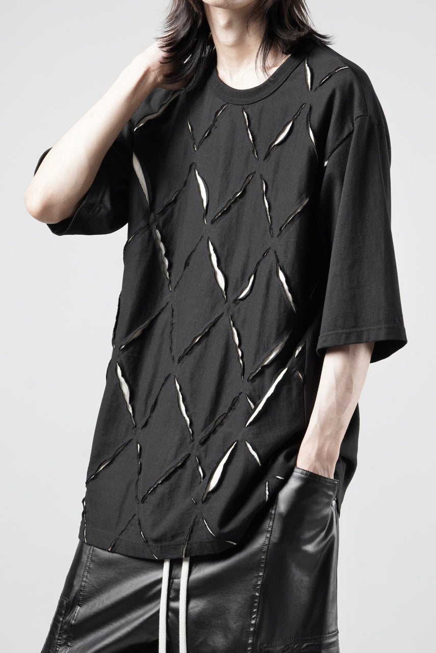 画像をギャラリービューアに読み込む, OBLADI ARGYLE JERSEY PATCHWORK T-SHIRT (BLACK x WHITE)