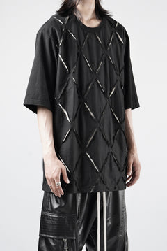 画像をギャラリービューアに読み込む, OBLADI ARGYLE JERSEY PATCHWORK T-SHIRT (BLACK x WHITE)