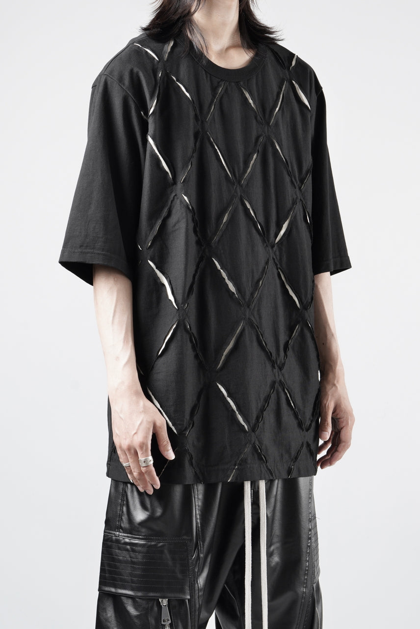 画像をギャラリービューアに読み込む, OBLADI ARGYLE JERSEY PATCHWORK T-SHIRT (BLACK x WHITE)