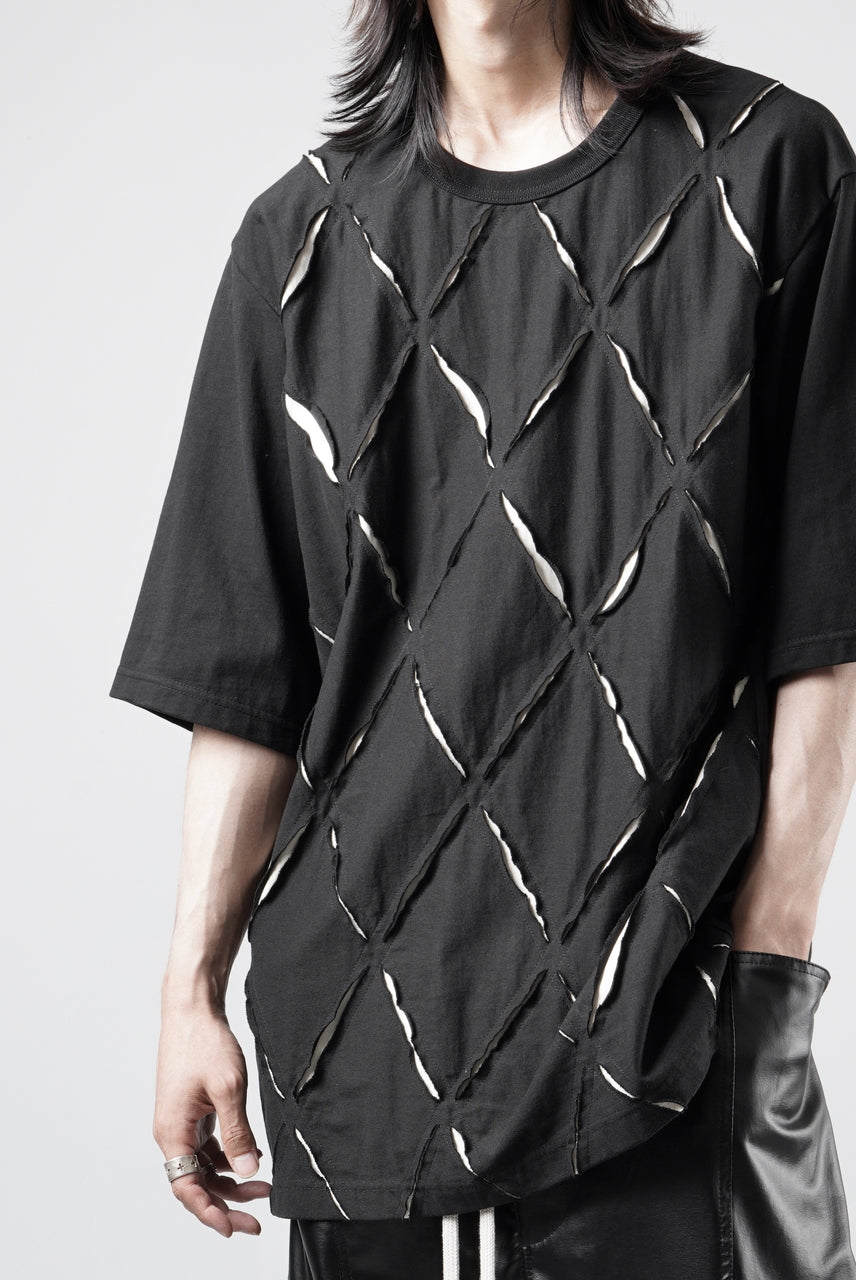 画像をギャラリービューアに読み込む, OBLADI ARGYLE JERSEY PATCHWORK T-SHIRT (BLACK x WHITE)