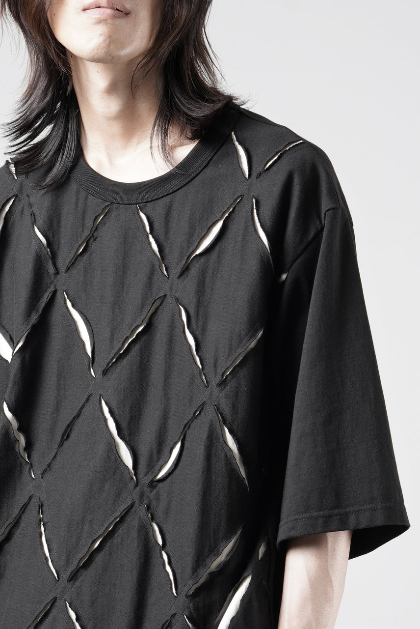 画像をギャラリービューアに読み込む, OBLADI ARGYLE JERSEY PATCHWORK T-SHIRT (BLACK x WHITE)