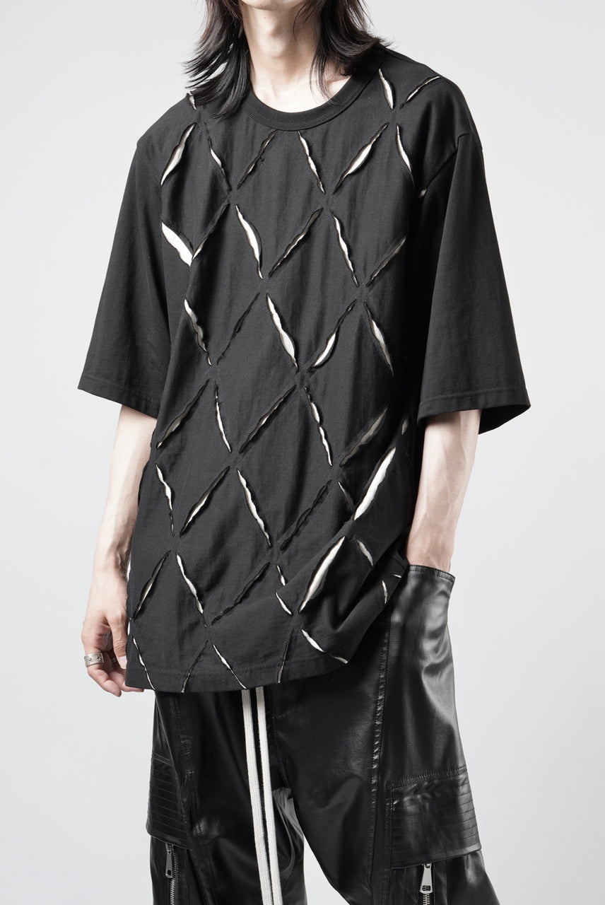 画像をギャラリービューアに読み込む, OBLADI ARGYLE JERSEY PATCHWORK T-SHIRT (BLACK x WHITE)