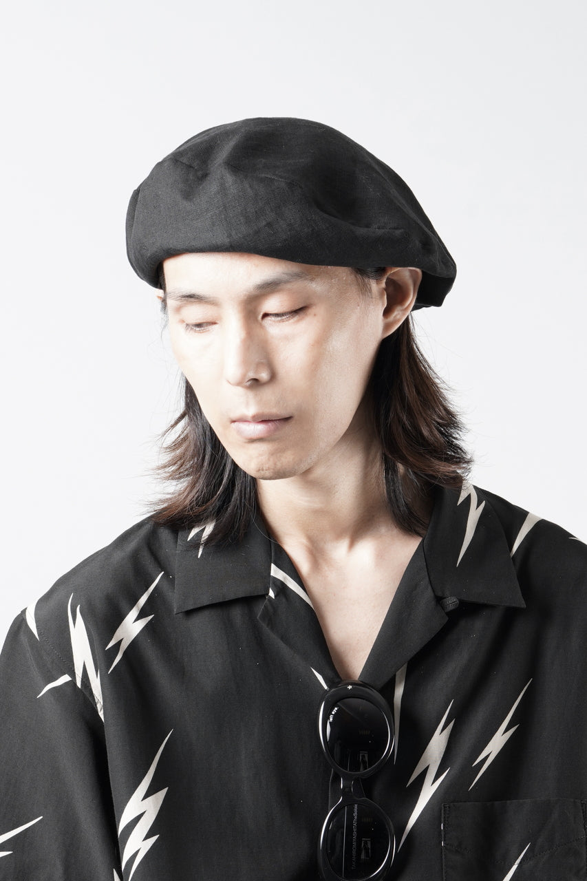 Load image into Gallery viewer, Y's for men x MASSES ADJUSTABLE BERET / LINEN CLOTH (BLACK)