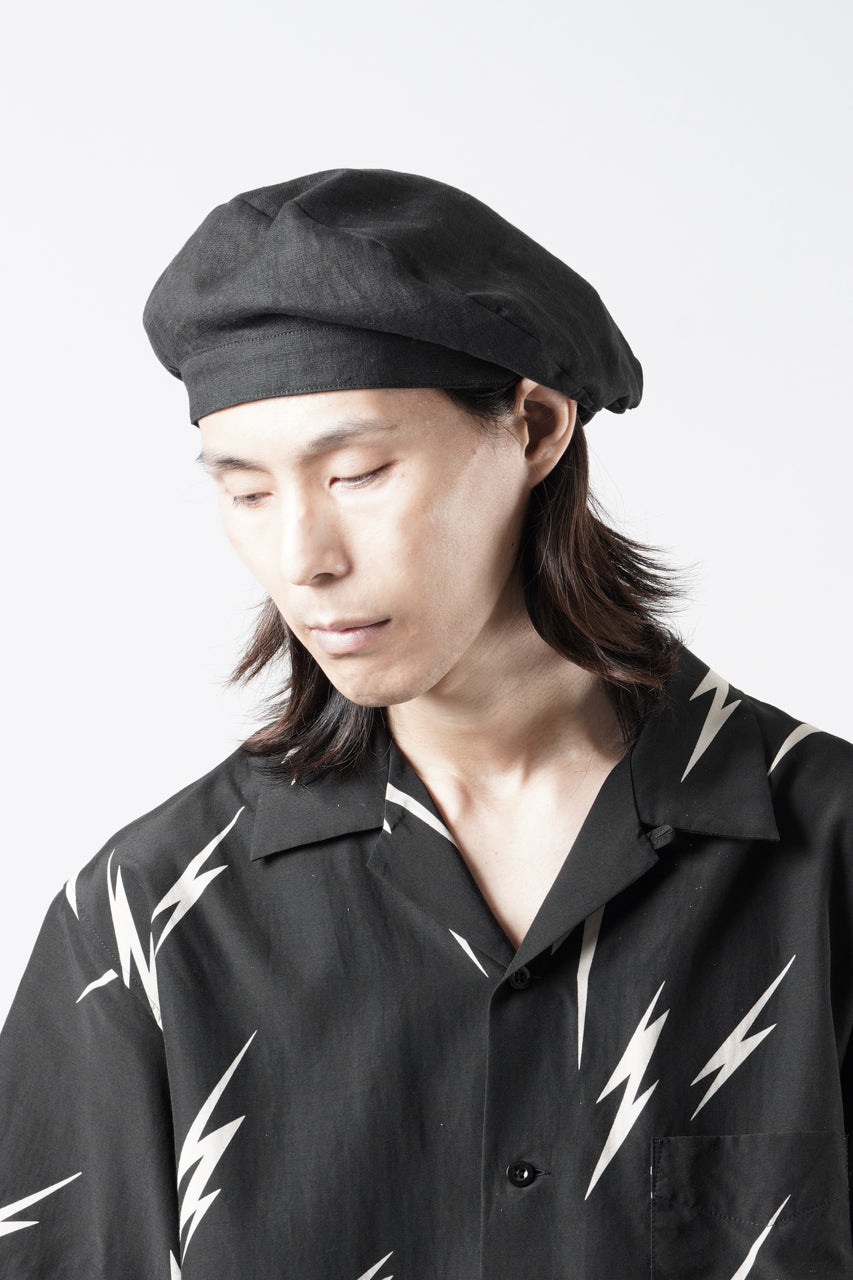 Load image into Gallery viewer, Y's for men x MASSES ADJUSTABLE BERET / LINEN CLOTH (BLACK)