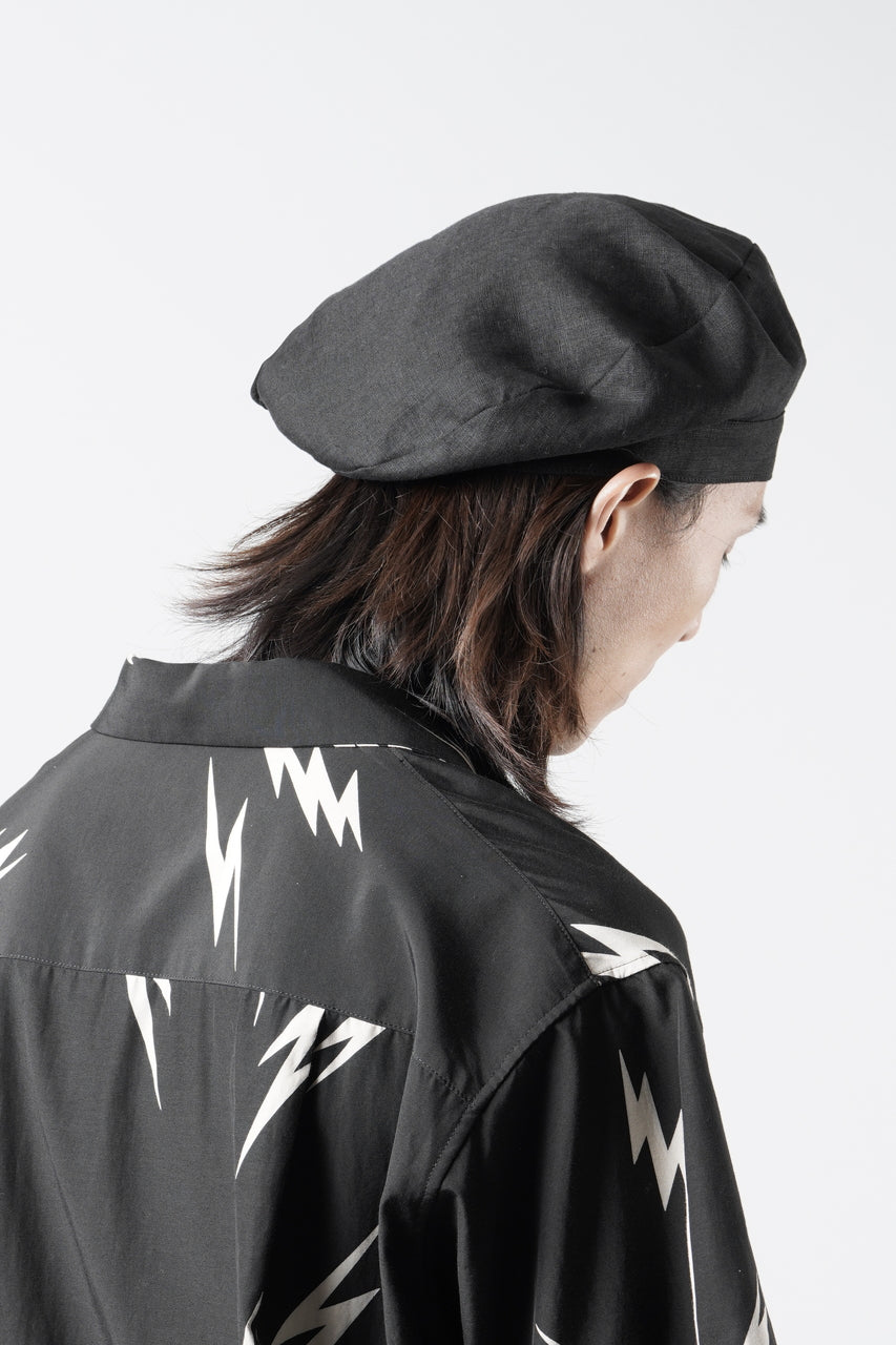 Load image into Gallery viewer, Y's for men x MASSES ADJUSTABLE BERET / LINEN CLOTH (BLACK)