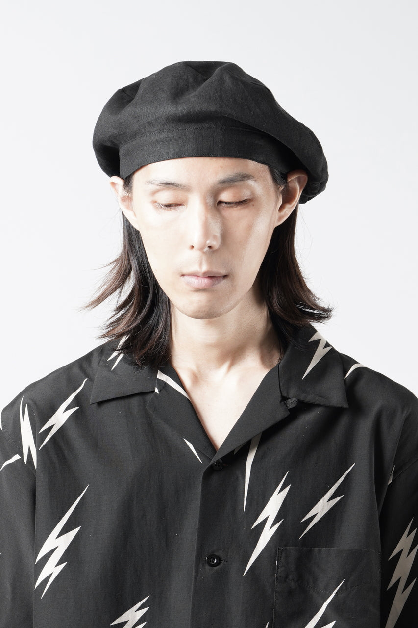 Load image into Gallery viewer, Y's for men x MASSES ADJUSTABLE BERET / LINEN CLOTH (BLACK)