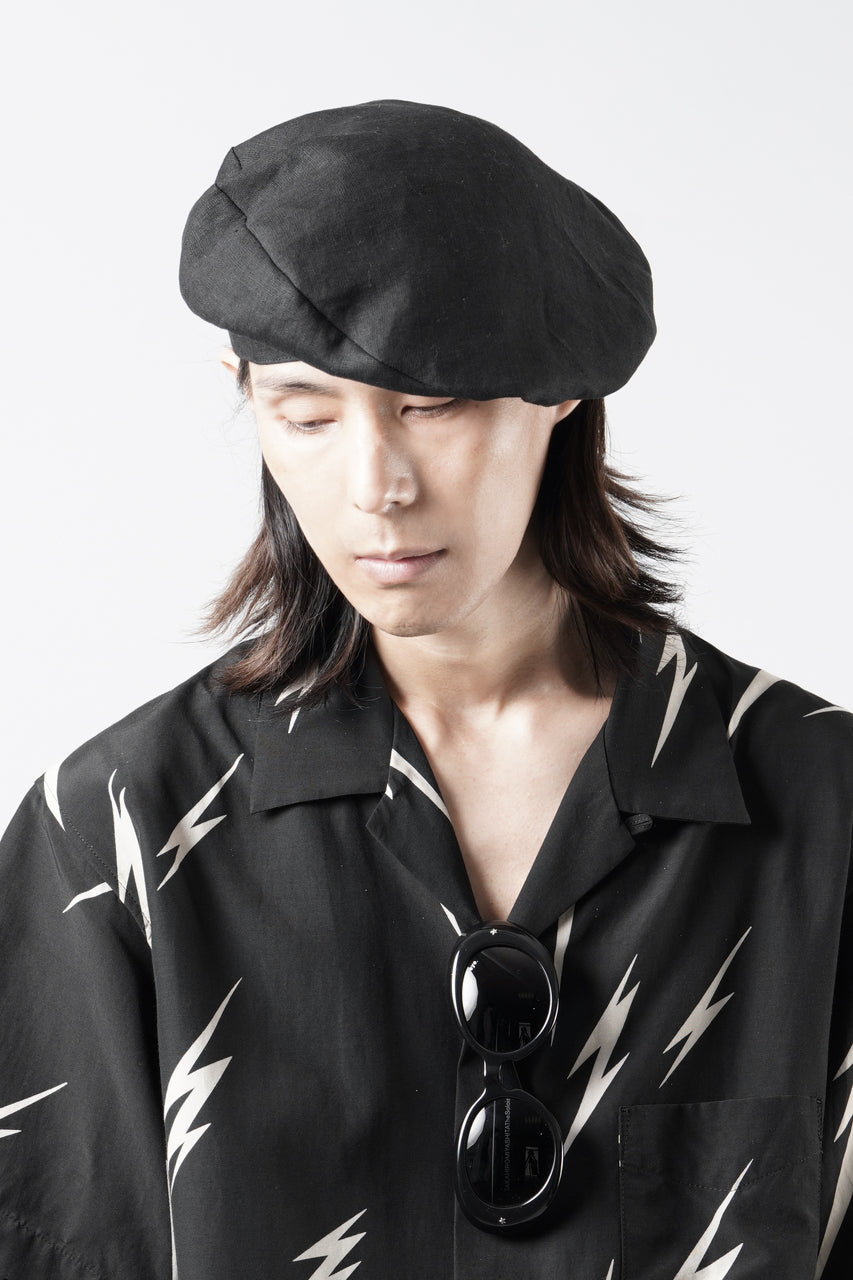 Load image into Gallery viewer, Y's for men x MASSES ADJUSTABLE BERET / LINEN CLOTH (BLACK)