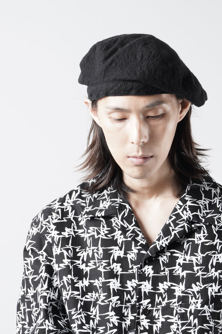 Load image into Gallery viewer, Y's for men x MASSES ADJUSTABLE BERET / SHRINK SERGE (BLACK)