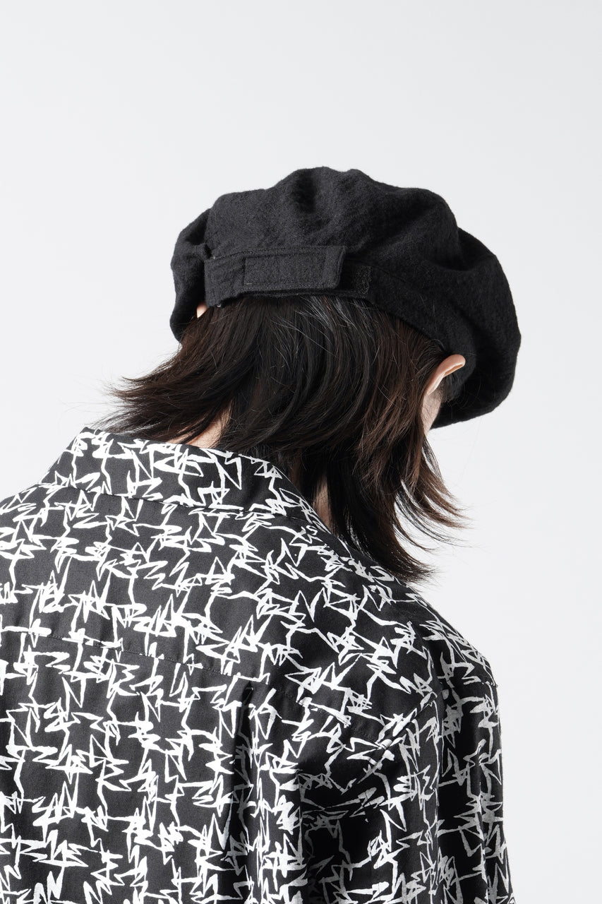 Load image into Gallery viewer, Y's for men x MASSES ADJUSTABLE BERET / SHRINK SERGE (BLACK)