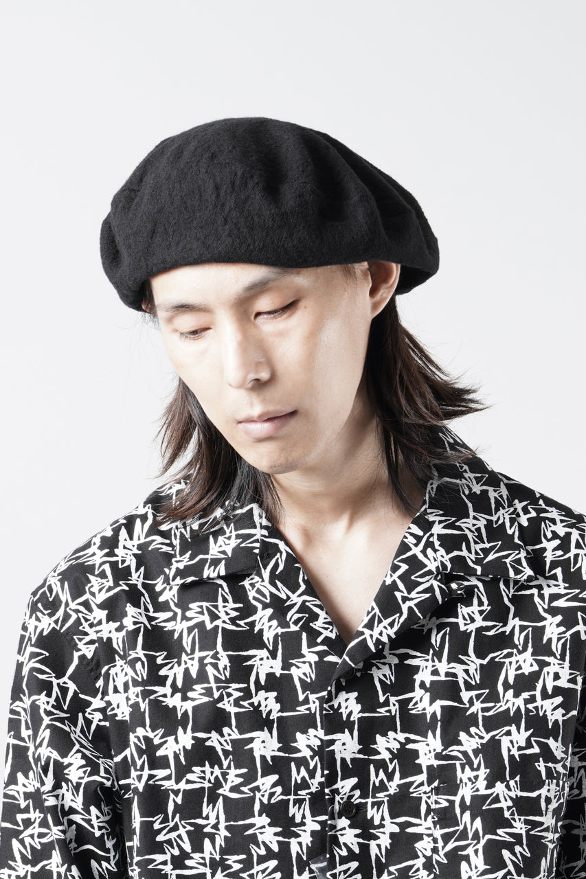 Load image into Gallery viewer, Y's for men x MASSES ADJUSTABLE BERET / SHRINK SERGE (BLACK)