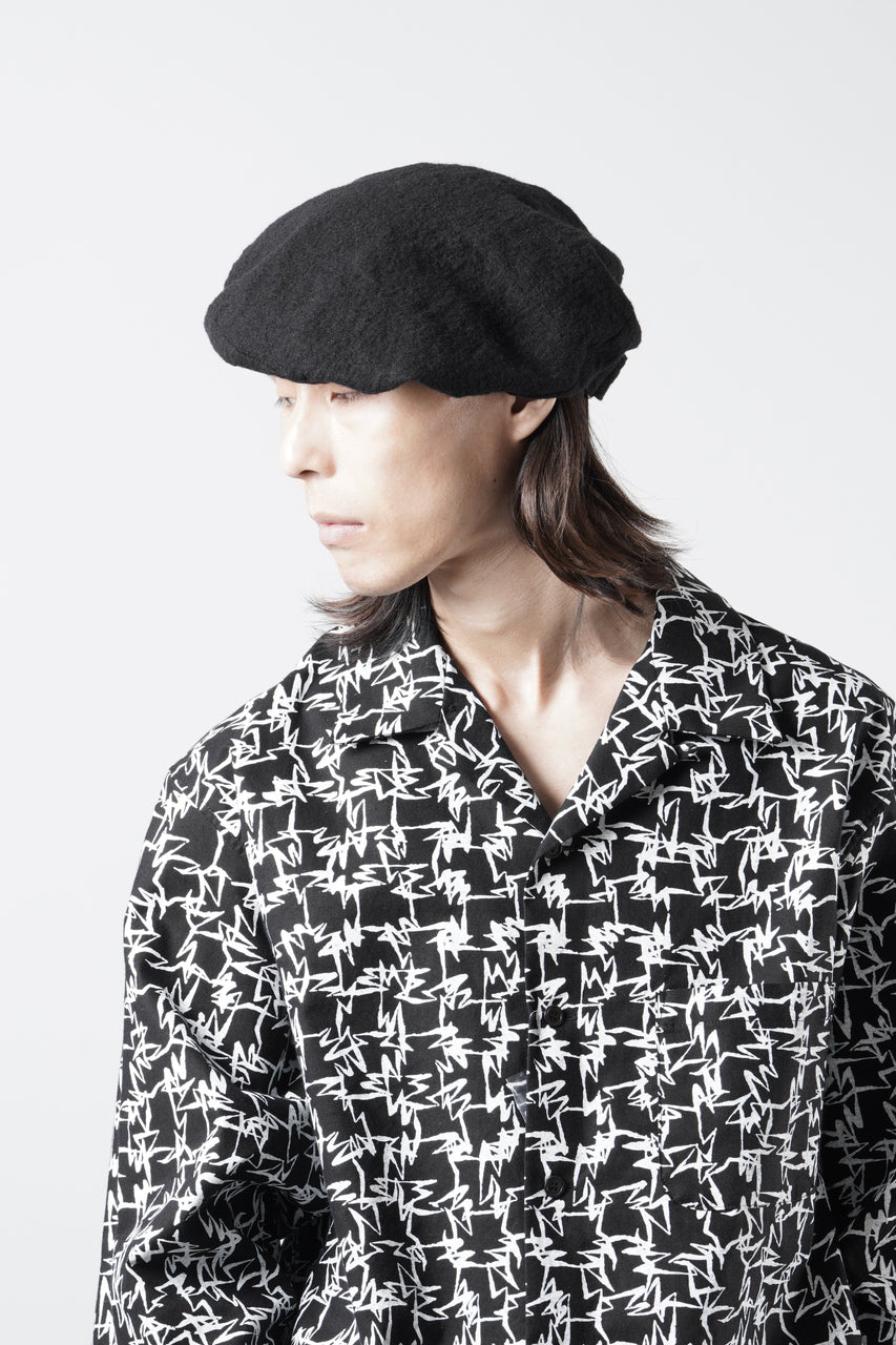 Load image into Gallery viewer, Y's for men x MASSES ADJUSTABLE BERET / SHRINK SERGE (BLACK)