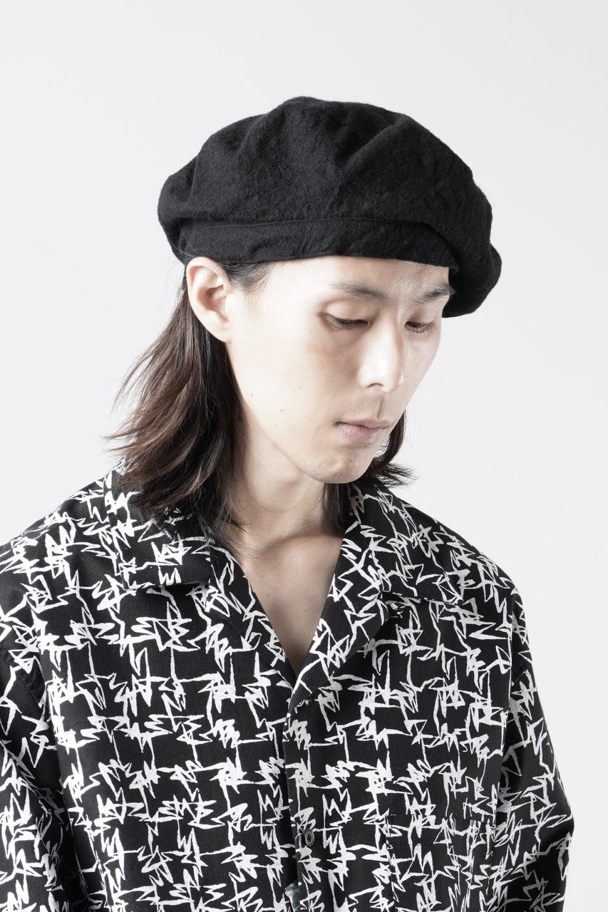 Load image into Gallery viewer, Y's for men x MASSES ADJUSTABLE BERET / SHRINK SERGE (BLACK)