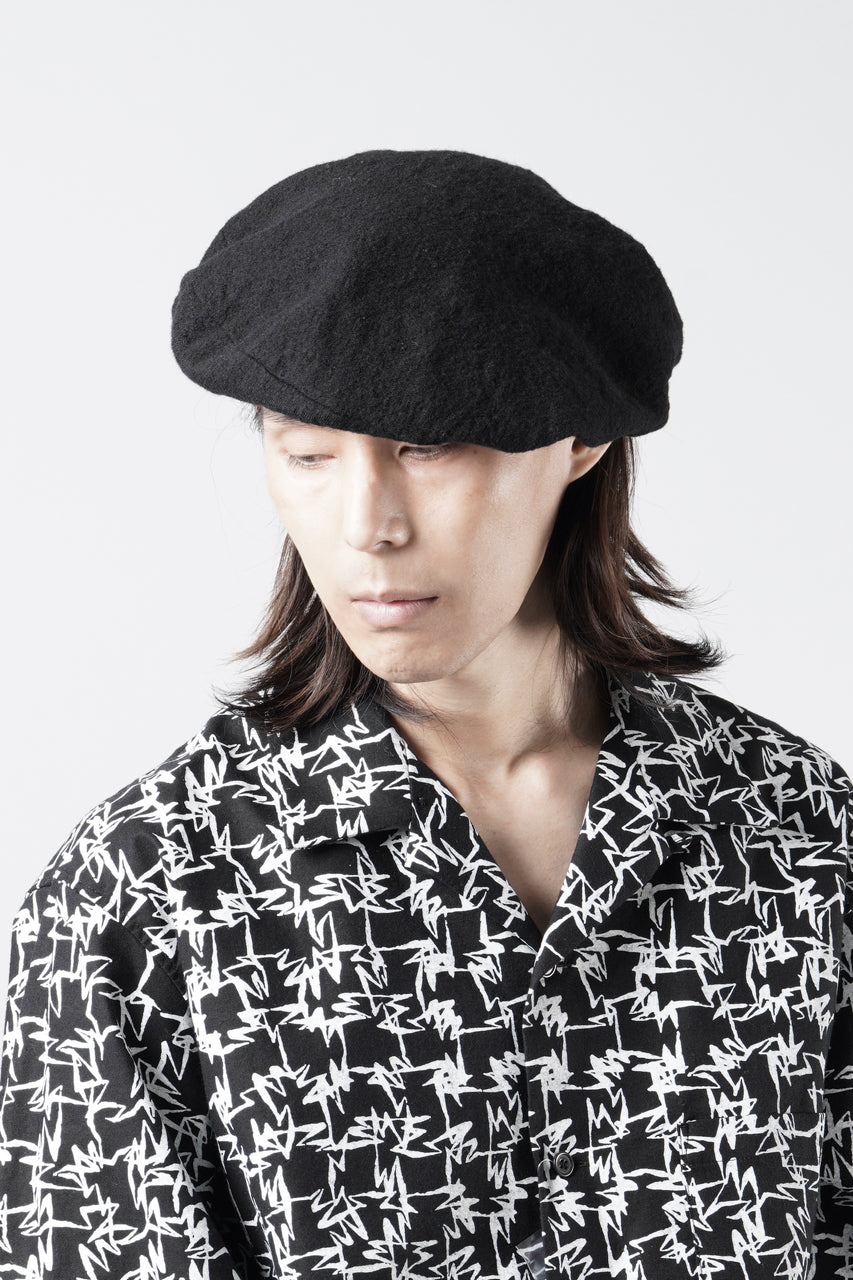 Load image into Gallery viewer, Y's for men x MASSES ADJUSTABLE BERET / SHRINK SERGE (BLACK)