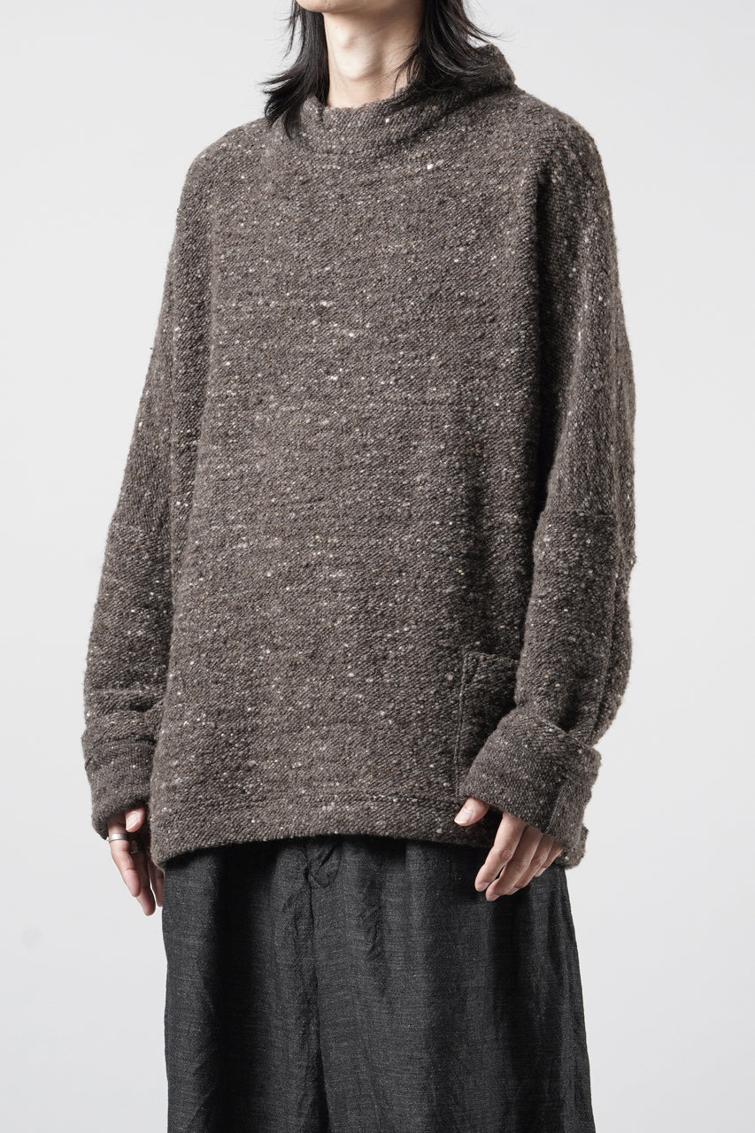 画像をギャラリービューアに読み込む, KLASICA "LIM" POCKET MOCK NECK JUMPER / NATURAL COLORED SHEEP NON DYED WOOL JERSEY (TAUPE)