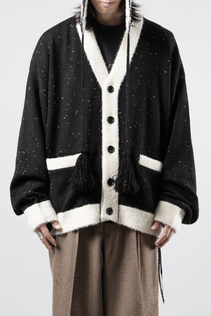 Load image into Gallery viewer, mastermind JAPAN CASHMERE TWEED CARDIGAN (BLACK)