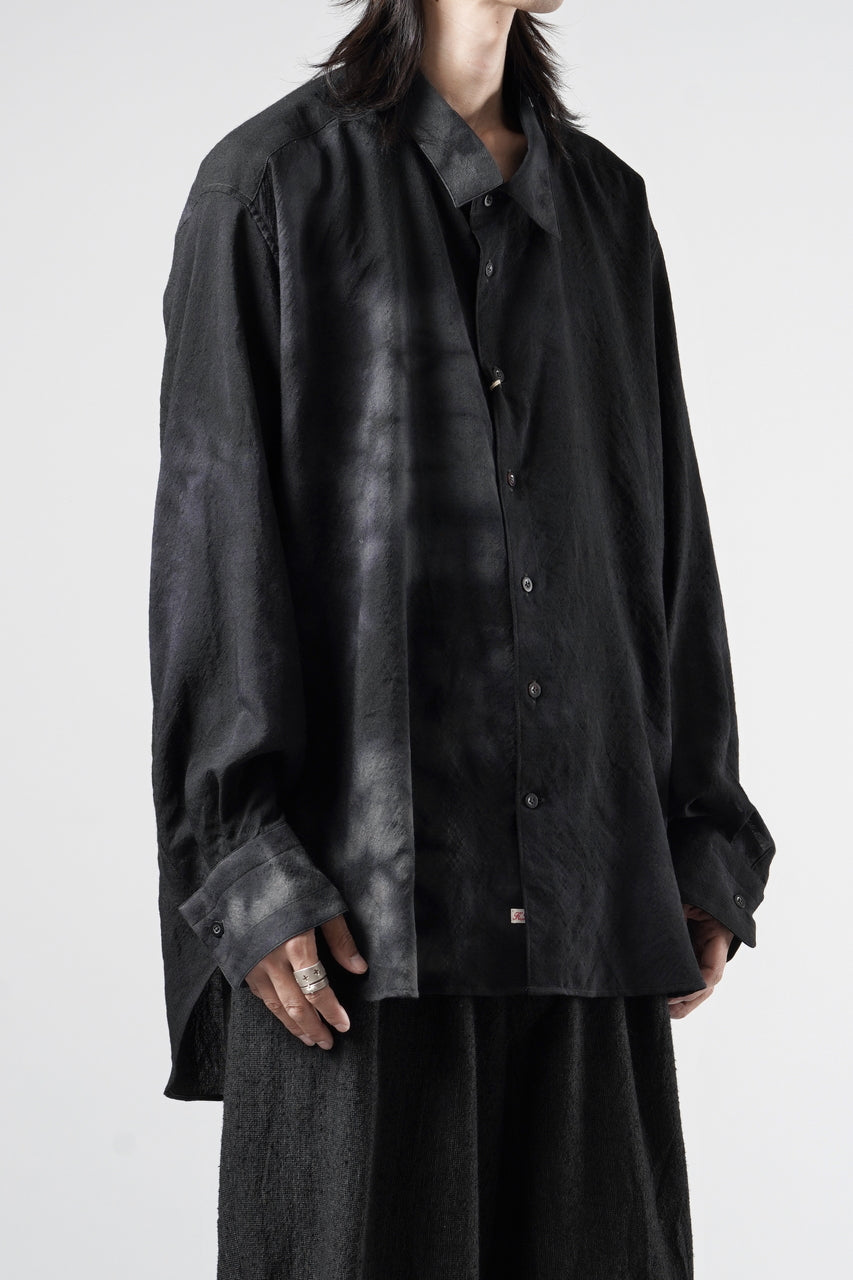 画像をギャラリービューアに読み込む, KLASICA "SH-053-MU" PLAIN BIG SHIRTS / ”KAGO-ZOME" DYED MUSLIN (BLACK GRAY)