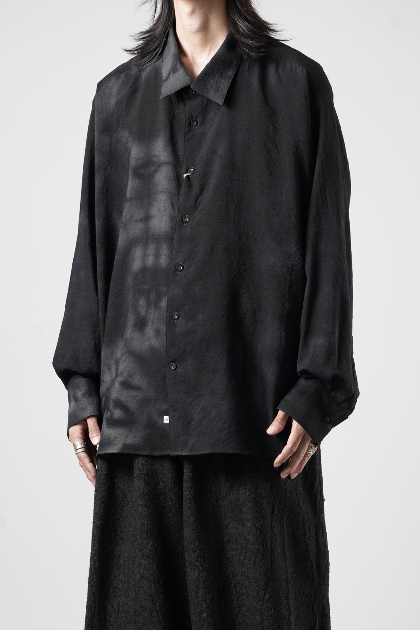 画像をギャラリービューアに読み込む, KLASICA "SH-053-MU" PLAIN BIG SHIRTS / ”KAGO-ZOME" DYED MUSLIN (BLACK GRAY)