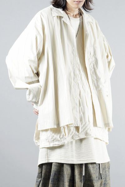 F/CE. RECYCLE OPEN COLLAR SHIRT (IVORY STRIPE)