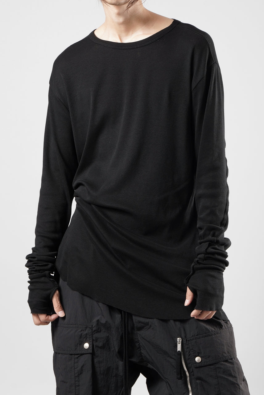 画像をギャラリービューアに読み込む, thom/krom OUTSIDE SEAMS LONG SLEEVE T-SHIRT / LIGHT &amp; SOFT RIB COTTON (BLACK)